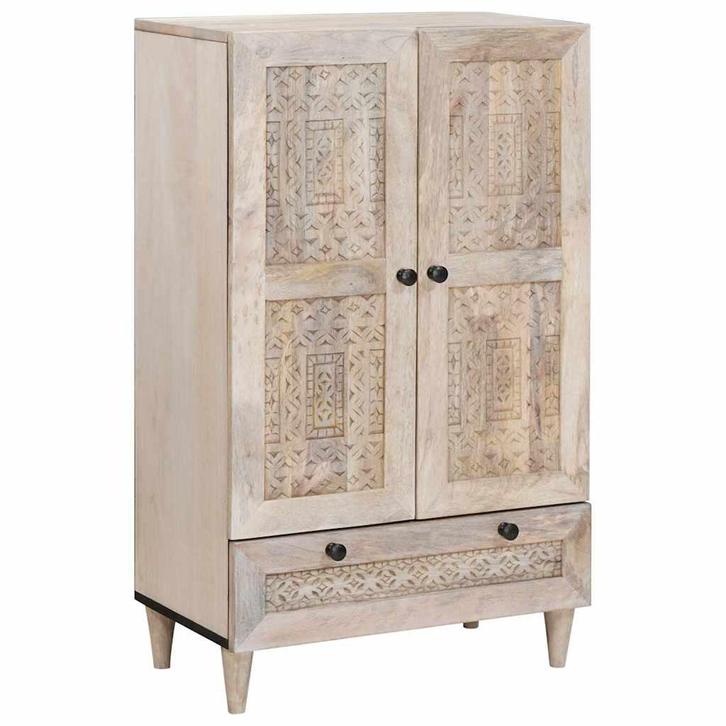 vidaXL Highboard met lade Wit 60 x 33 x 100 cm massief, Huis en Inrichting, Kasten | Overige, Nieuw, Verzenden