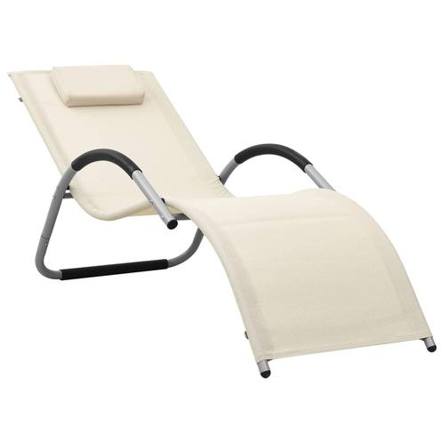 vidaXL Ligbed textileen crèmekleurig en grijs, Tuin en Terras, Ligbedden, Nieuw, Verzenden