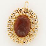 Pendentif - 18 carats Or jaune - Camée, Handtassen en Accessoires, Antieke sieraden