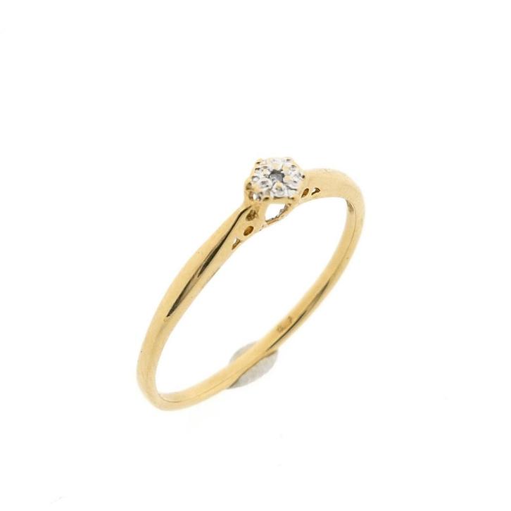 Gouden solitair ring met diamant; 0,005 ct., Handtassen en Accessoires, Ringen, Dame, Met edelsteen, Overige kleuren, 17 tot 18