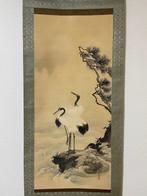 Kakejiku A crane on a pine tree. - Mitani Yushin