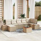 vidaXL 8-delige tuinset met kussens in beige poly rattan en, Tuin en Terras, Verzenden, Nieuw