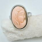 Koraal - Zilver - Ring - Oud geïnkrusteerd koraal, Nieuw