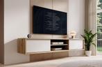 Meubella TV-Meubel Fortunato eiken wit 180 cm, Huis en Inrichting, Kasten |Televisiemeubels, Overige materialen, Verzenden, 150 tot 200 cm