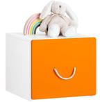 2dekans | SoBuy - Speelgoedkist - wit met geel - 40x40x35 cm, Ophalen of Verzenden, Nieuw