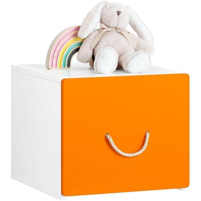 2dekans | SoBuy - Speelgoedkist - wit met geel - 40x40x35 cm, Kinderen en Baby's, Speelgoed | Overig, Ophalen of Verzenden