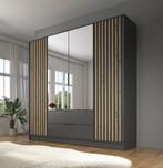 Kledingkast Eiken antraciet 206x51x200 Garderobekast spiegel, Huis en Inrichting, Kasten | Overige, Verzenden, Nieuw