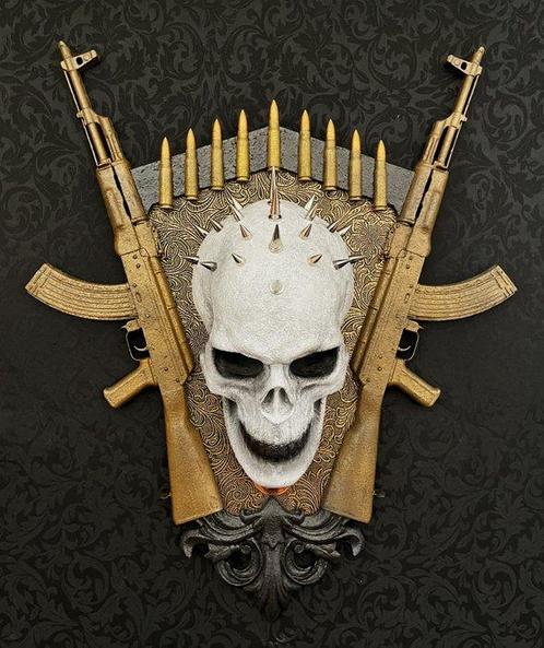WT Horror Art - AK-47 Skull Memento Mori, Antiek en Kunst, Kunst | Designobjecten