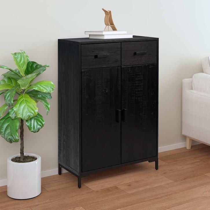 vidaXL Schoenenkast 75x40x110 cm massief grenenhout zwart, Huis en Inrichting, Kasten | Schoenenkasten, Nieuw, Verzenden