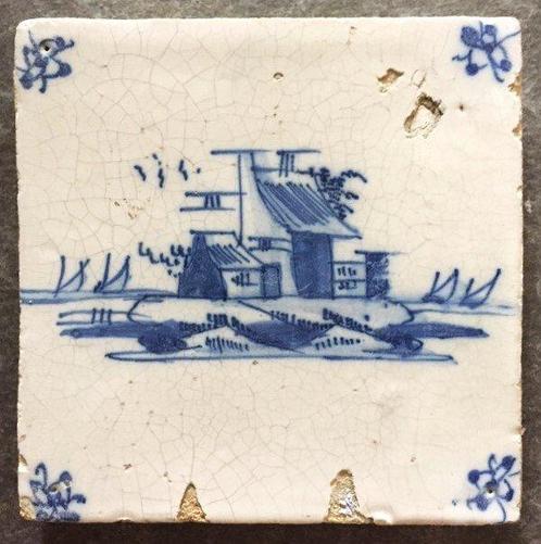 Tegel (9) - Landschapjes - 1650-1700 - Antieke Delftse, Antiek en Kunst, Antiek | Glaswerk en Kristal