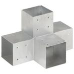 vidaXL Paalverbinding X-vorm 101x101 mm gegalvaniseerd, Tuin en Terras, Palen, Balken en Planken, Verzenden, Nieuw