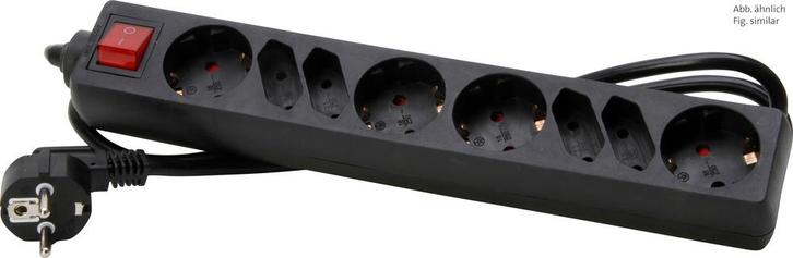 KOPP 4+4-V-stekker A met 1,4 m zwart Euro SH-schakelsnoer -, Doe-het-zelf en Bouw, Elektriciteit en Kabels, Verzenden