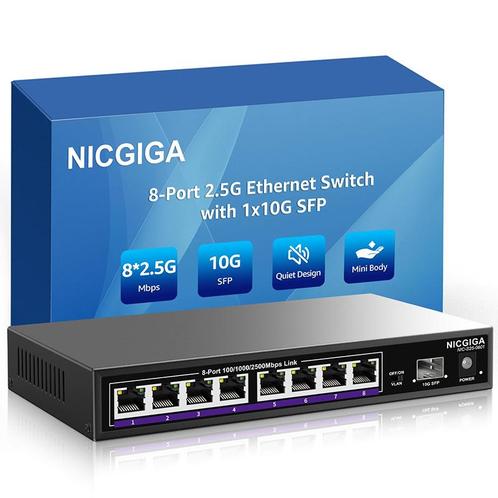 Nicgiga - 9 poort RJ45 - ethernet switch / netwerk switch -, Bricolage & Construction, Électricité & Câbles, Envoi
