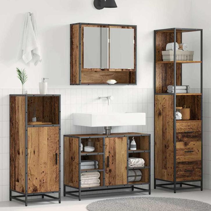 vidaXL Badkamerkast met lade met plank Oud hout 35 x 37.5 x, Huis en Inrichting, Badkamer | Badkamermeubels, Nieuw, Verzenden