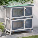 vidaXL Konijnenhok voor buiten met 4 deuren hout grijs, Dieren en Toebehoren, Verzenden, Nieuw