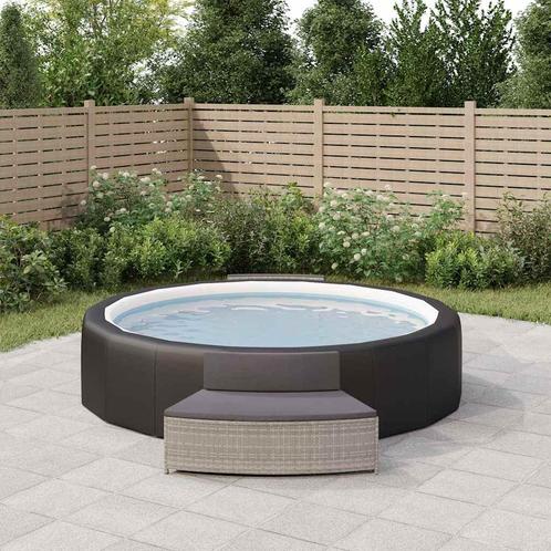 vidaXL Spa-bankjes met kussens 2 st poly rattan grijs, Tuin en Terras, Zwembaden, Nieuw, Verzenden