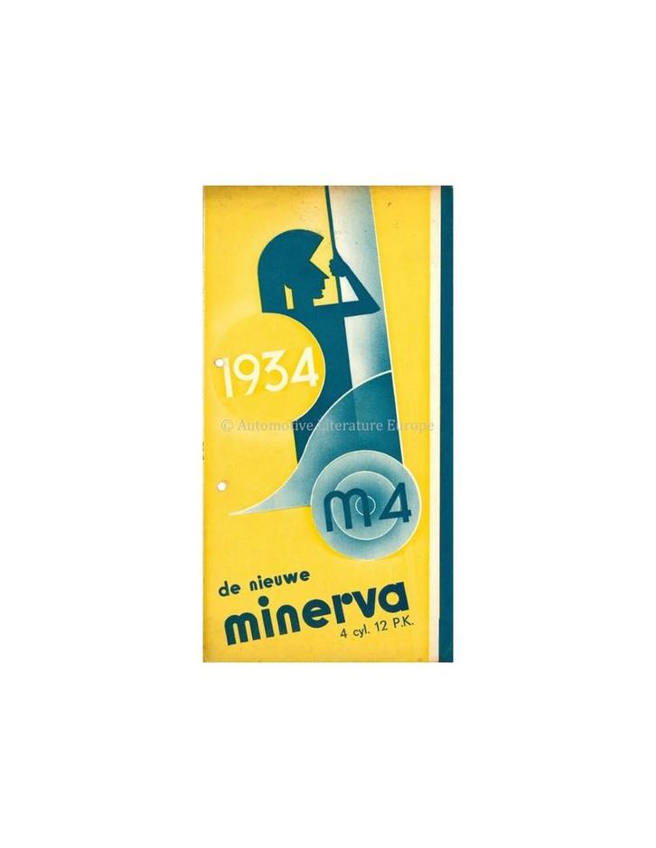 1934 MINERVA M4 4 CYL. 12PK BROCHURE NEDERLANDS, Boeken, Auto's | Folders en Tijdschriften, Ophalen of Verzenden