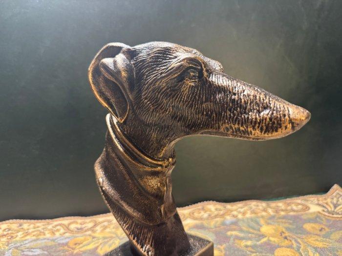 Buste, 2 windhonden - 22.5 cm - Gietijzer, Antiquités & Art, Curiosités & Brocante