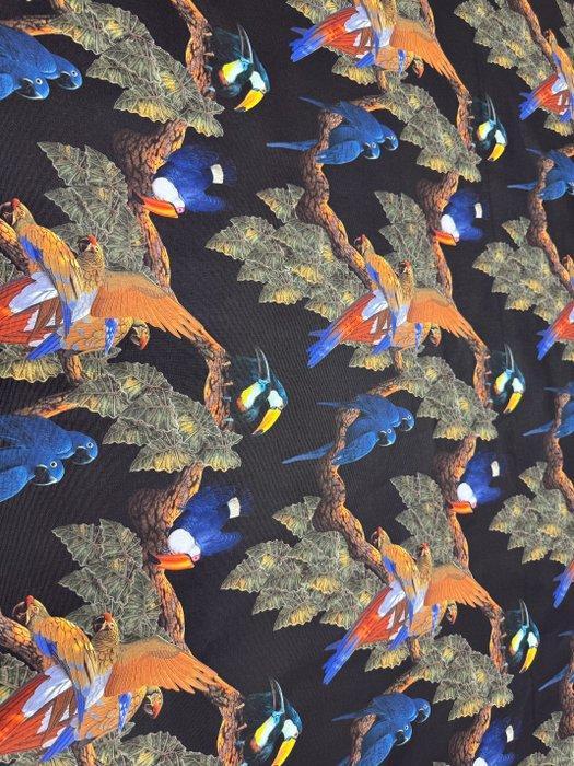 Betoverd tropisch bos – woontextiel met papegaaien en, Antiek en Kunst, Antiek | Tapijten, Tafelkleden en Textiel