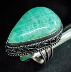 Belle bague Amazonite verte en argent 925 Livraison gratuite