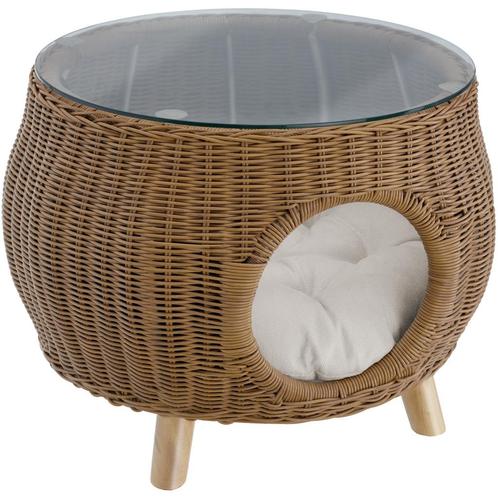 tectake Wicker salontafel Tivoli met huisdierenmand, draagkr, Huis en Inrichting, Tafels | Salontafels, Verzenden