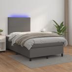 vidaXL Boxspring met matras en LED kunstleer grijs 120x200, Verzenden