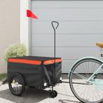 vidaXL Fietstrailer 30 kg ijzer zwart en oranje, Fietsen en Brommers, Fietsaccessoires | Aanhangwagens en Karren, Verzenden, Nieuw