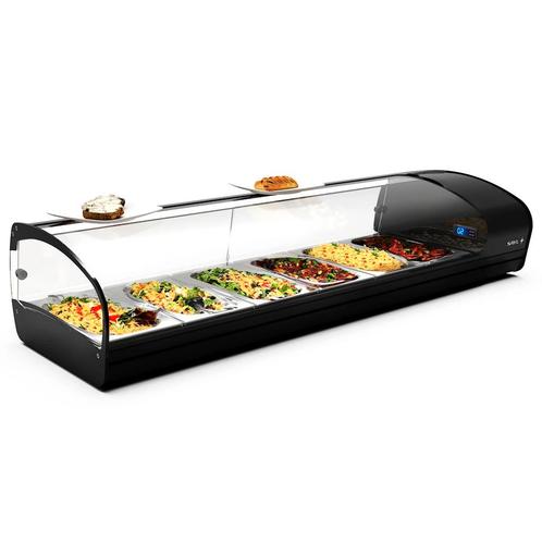 Tapasvitrine | SHARK | Zwart | 8x 1/3 GN | +2°C/+6°C |, Zakelijke goederen, Horeca | Keukenapparatuur, Nieuw in verpakking, Verzenden