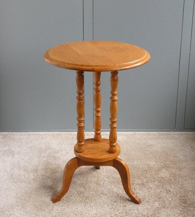 Bijzettafel - Vintage Plantentafel - Eikenhout - rond, Antiek en Kunst, Curiosa en Brocante