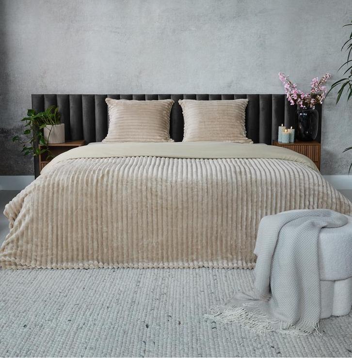 Teddy ribbed dekbedovertrek - taupe - 240 x 200/220 cm |, Huis en Inrichting, Slaapkamer | Beddengoed, Nieuw, Verzenden
