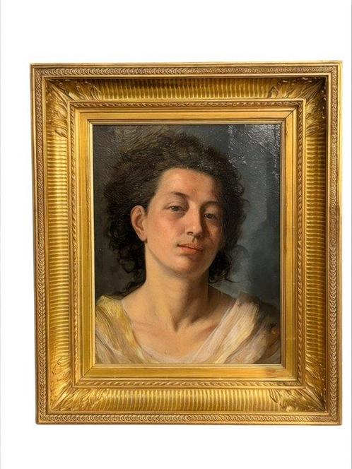 Hippolyte Flandrin (XIX), Cercle de - Portrait de Jeune, Antiek en Kunst, Kunst | Schilderijen | Klassiek