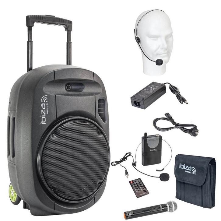 Ibiza Sound PORT15VHF-MKII Bluetooth Luidspreker USB/SD/VHF, Audio, Tv en Foto, Luidsprekerboxen