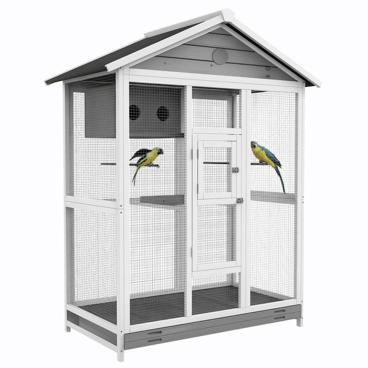 Vogelkooi -  - percussie-staven - uittrekbare lade - bruin, Dieren en Toebehoren, Vogels | Hokken en Kooien, Nieuw, Ophalen of Verzenden