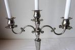 Sheffield - Kandelaar Driezijdige kandelaar verzilverde, Antiek en Kunst