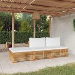 vidaXL Salon de jardin 3 pcs avec coussins Bois de teck, Tuin en Terras, Verzenden, Salons de jardin