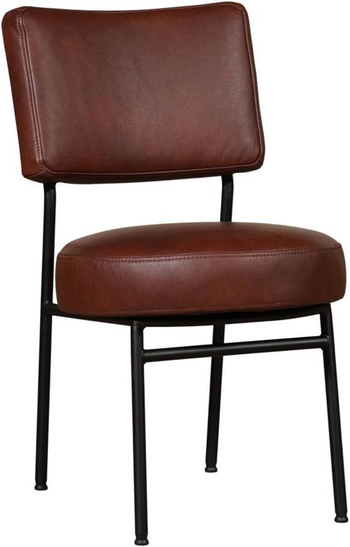 Cognac leren moderne retro eetkamerstoel - Granada leer, Huis en Inrichting, Stoelen, Overige kleuren, Eén, Nieuw, Leer, Ophalen of Verzenden