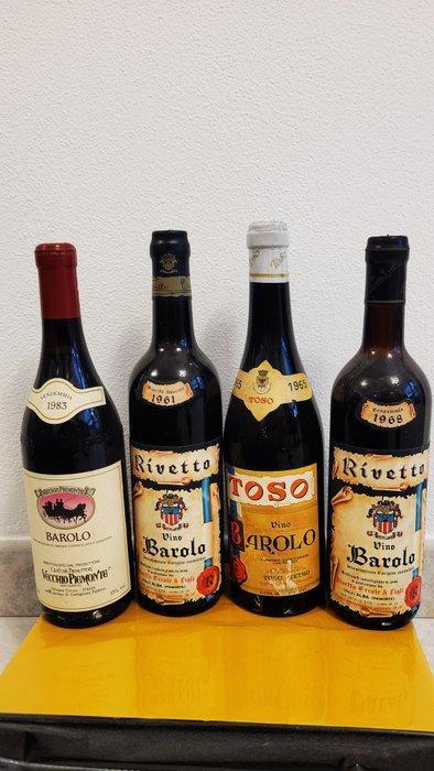 1961 Ris, 1968 Rivetto, 1965 Toso & 1983 Vecchio Piemonte -, Verzamelen, Wijnen