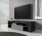 TV-Meubel - Grijs - Zwart - 140x35x50 - TVKast Modern - led, Huis en Inrichting, Kasten |Televisiemeubels, Nieuw, Overige materialen