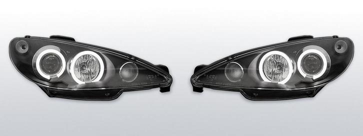 Koplampen Peugeot 206 02- + S16 (98-01)  Halo Rims zwart, Auto-onderdelen, Verlichting, Nieuw, Peugeot, Verzenden