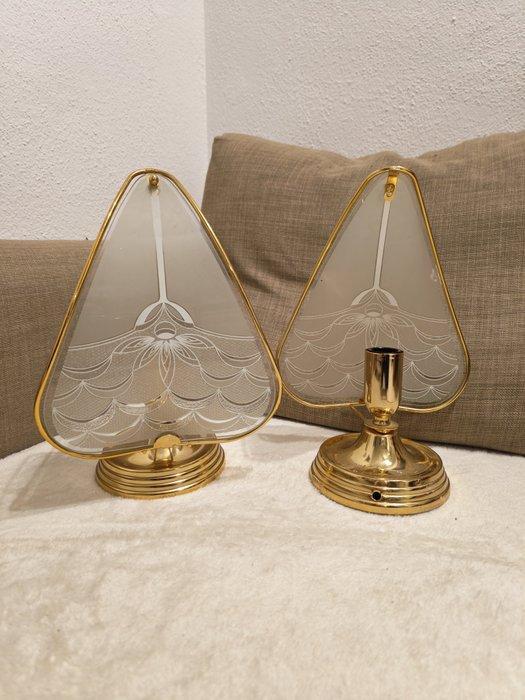 Lamp (2) - Messing, Glas - Paar vintage lampen, Antiek en Kunst, Antiek | Verlichting