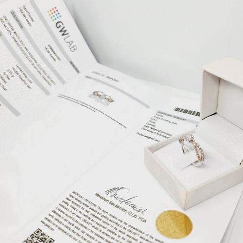 Zonder Minimumprijs - Ring - 14 karaat Roségoud, Witgoud -, Handtassen en Accessoires, Ringen
