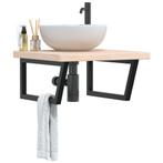vidaXL Badkamer wandschap staal en massief eikenhout, Verzenden, Nieuw