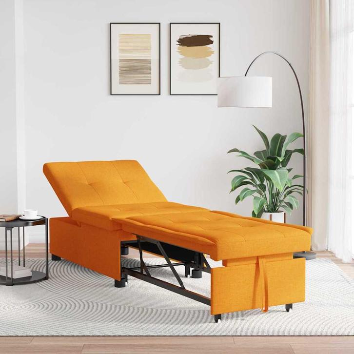 vidaXL Slaapbank Donkergeel 194 x 67 x 37 cm Stof, Huis en Inrichting, Zetels | Zetels, Nieuw, Verzenden