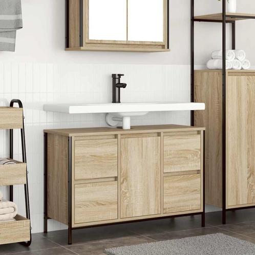 vidaXL Wastafelkast met lades 90x34,5x60 cm sonoma, Huis en Inrichting, Tafels | Kaptafels, Nieuw, Verzenden