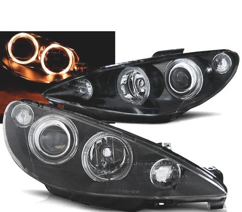 PHARES POUR PEUGEOT 206 02- ANGEL EYES NOIR 4K, Auto-onderdelen, Verlichting, Verzenden