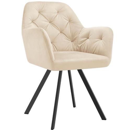 tectake Fluwelen draaistoel Lucia, gestoffeerd - crème, per, Huis en Inrichting, Stoelen, Verzenden