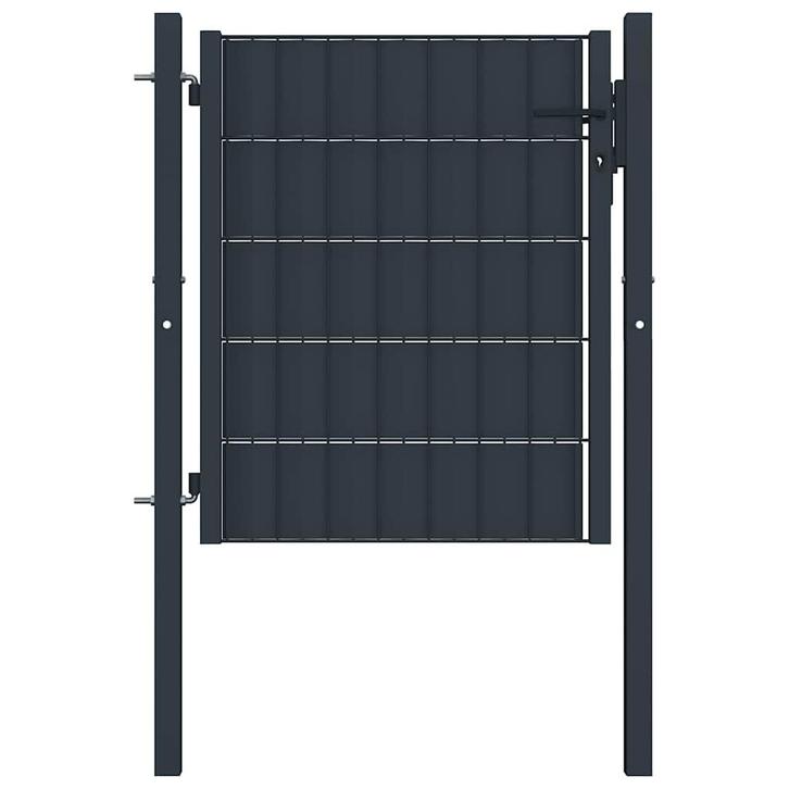 vidaXL Hekpoort PVC en staal 100x81 cm antraciet, Tuin en Terras, Tuinpoorten, Nieuw, Verzenden