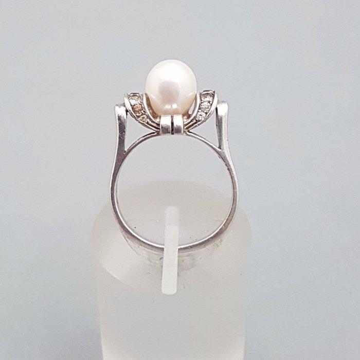 Zilver, Art Deco, Parel - Ring, Antiquités & Art, Art | Objets design