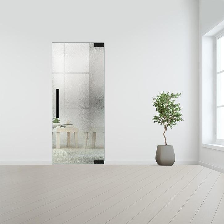 Glazen binnendeur zonder kozijn zwart beslag-Rechtsdraaiend-, Doe-het-zelf en Bouw, Glas en Ramen, Nieuw, Verzenden