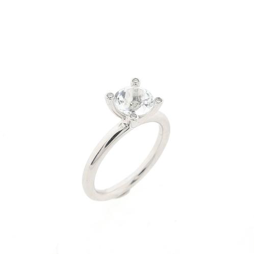 Witgouden Phlox ring gezet met Lemonquartz en diamant;..., Handtassen en Accessoires, Ringen, Dame, Met edelsteen, Overige kleuren